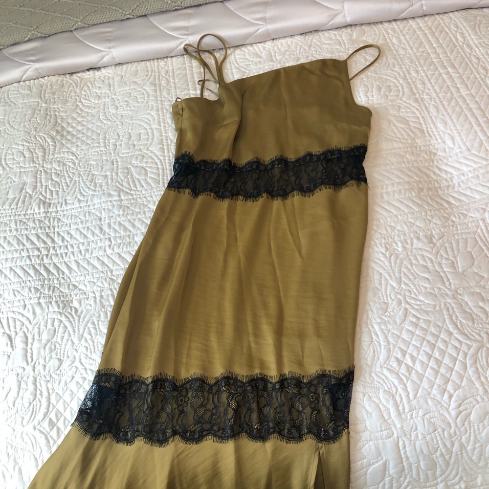 Zara satin sheath dress with lace detail NWOT